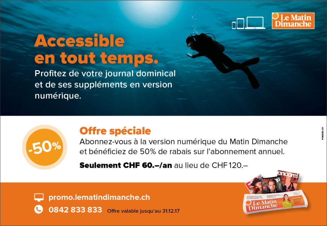 fiche pour présenter le site web du matin dimanche en promotion à moins 50%.