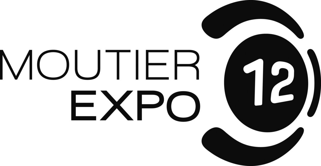 Logo Moutier Expo 2012. Moutier en haut, expo en bas, et le chiffre 12 à droite.