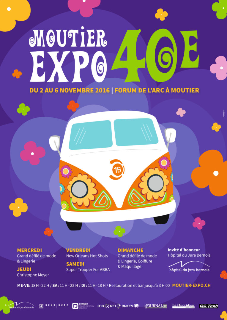 Affiche Moutier Expo quarantième édition se déroulant du 2 au 6 novembre 2016.