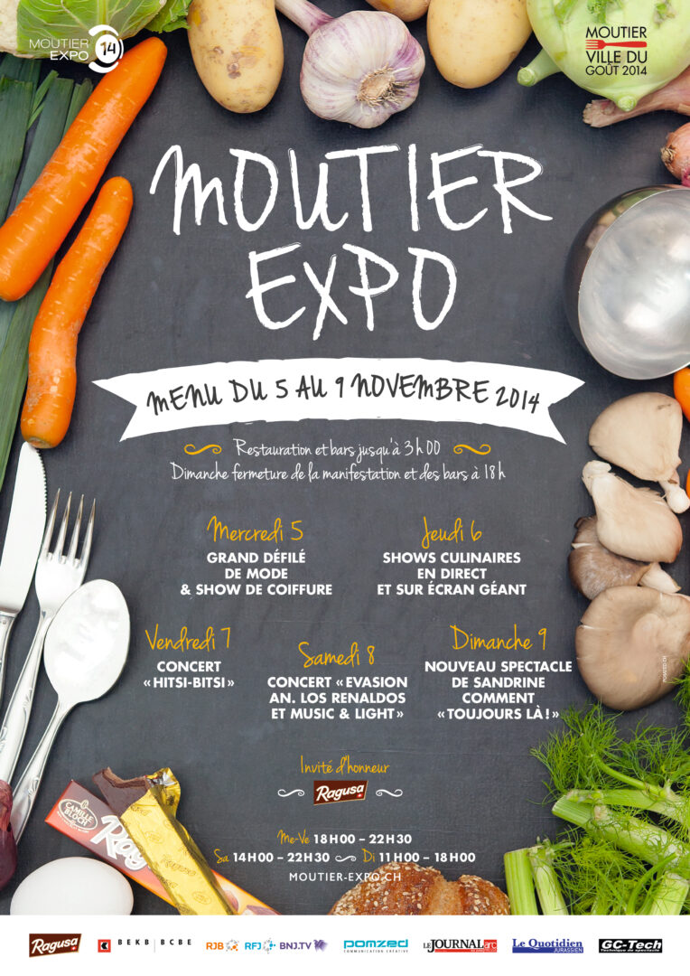 Affiche du menu de Moutier Expo 2014 du 5 au 9 novembre.