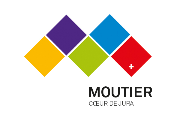 Logo de Moutier avec comme phrase "Coeur de Jura" créé pour la brochure.