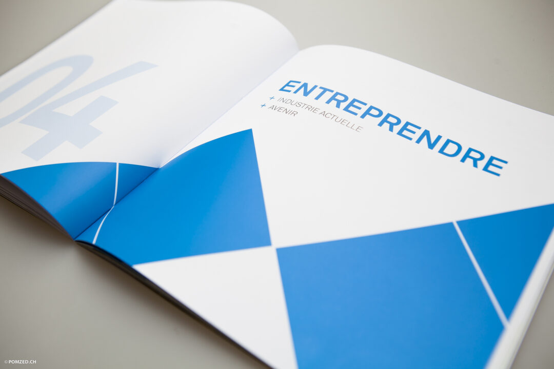 Page de la brochure au chapitre "Entreprendre", avec comme sous chapitres "industrie actuelle" et "avenir".