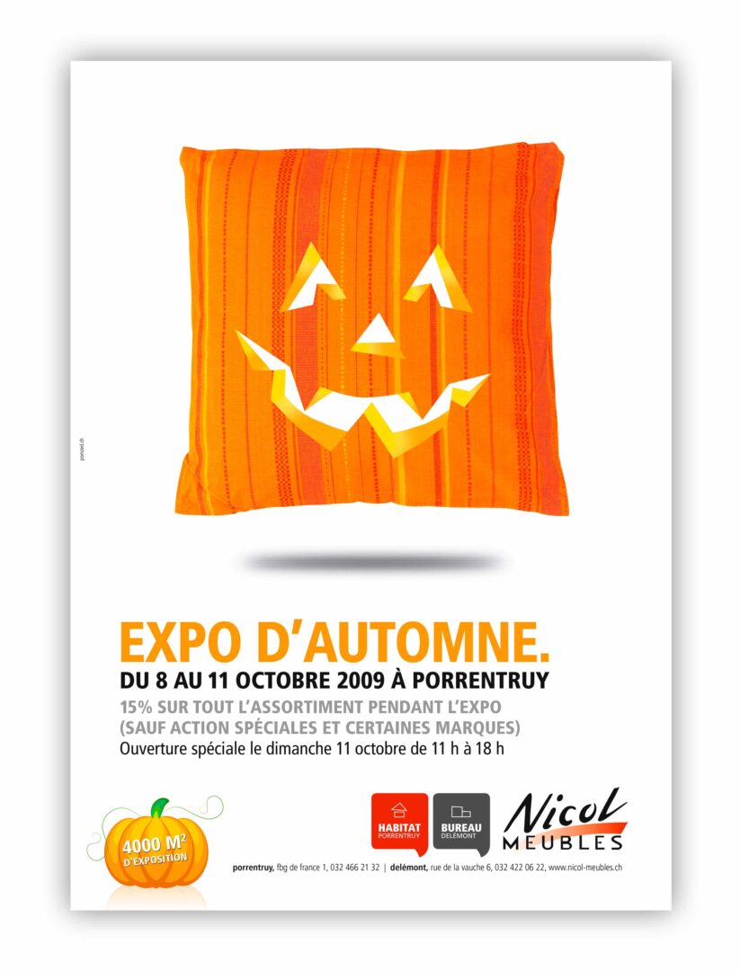 Brochure pour l'expo d'automne avec coussin 2009 à Porrentruy.