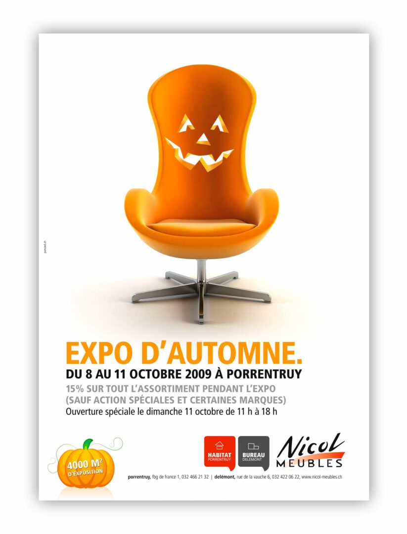Brochure pour l'expo d'automne avec chaise 2009 à Porrentruy.