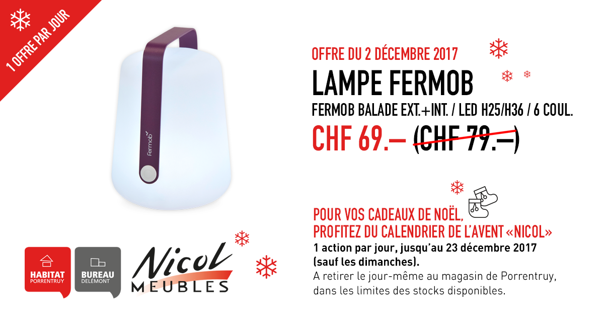 Affiche de campagne de noël offre 2ème Décembre pour Nicol Meubles.