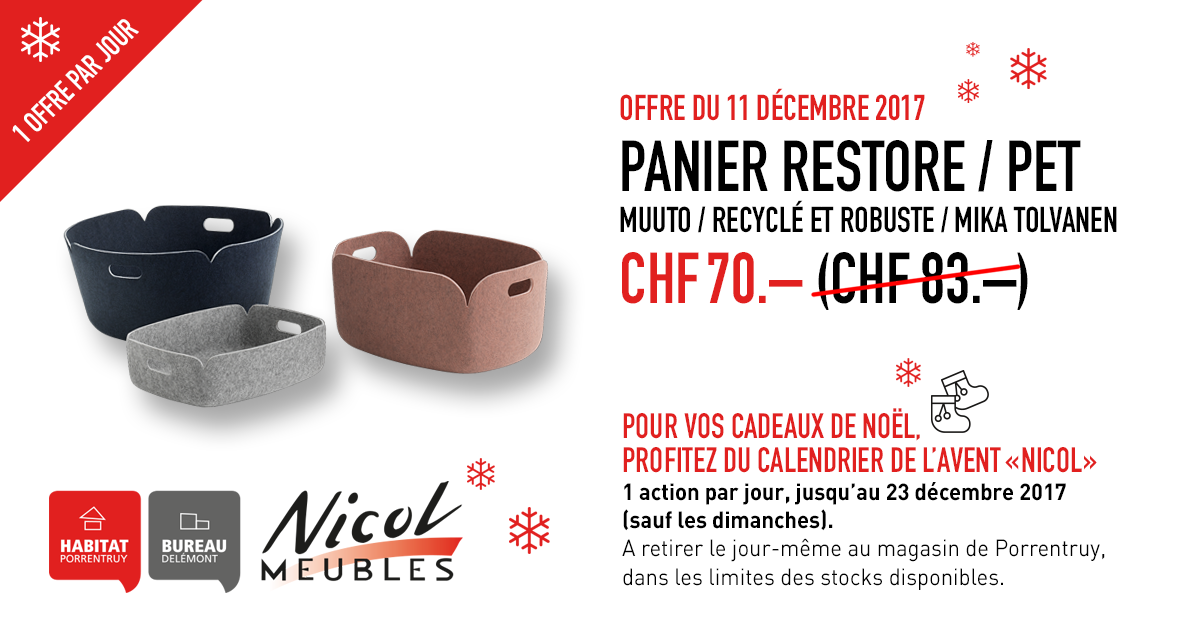 Affiche de campagne de noël offre 11ème Décembre pour Nicol Meubles.