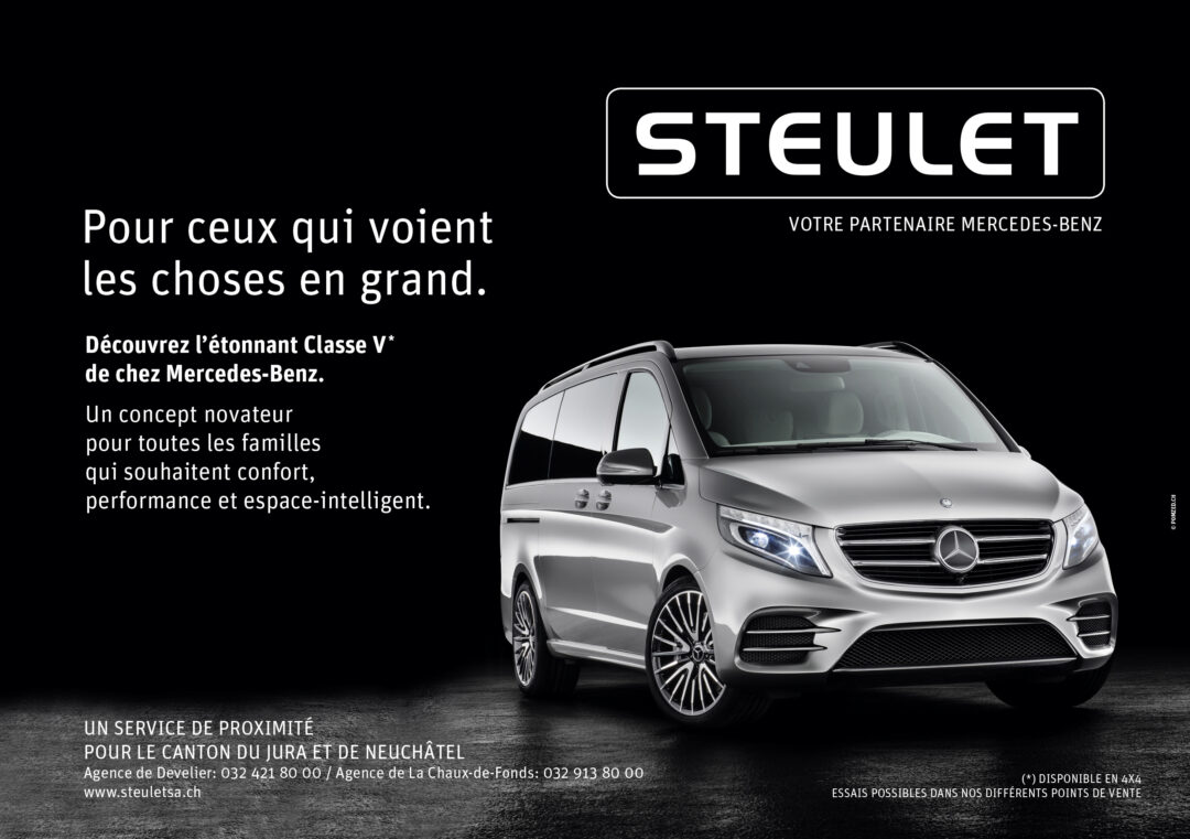 Affiche publicitaire pour la Mercedes Classe V.
