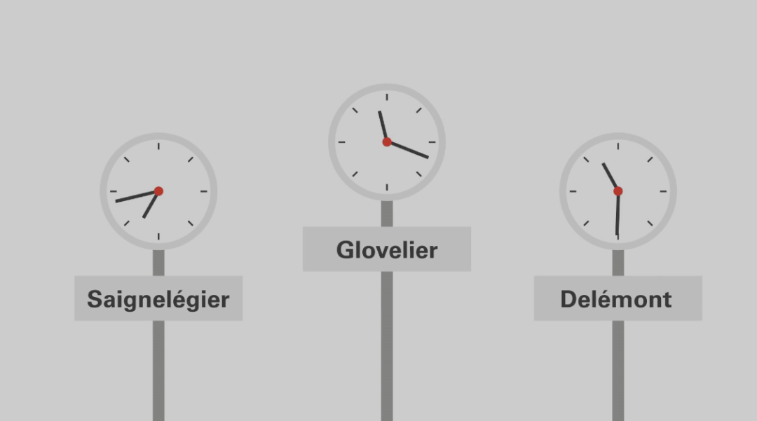 Aperçu de la vidéo en motion design pour ArcExpress montrant des horloges de gares