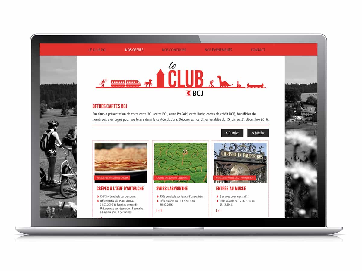 Site web du club BCJ contenue dans un mac book.