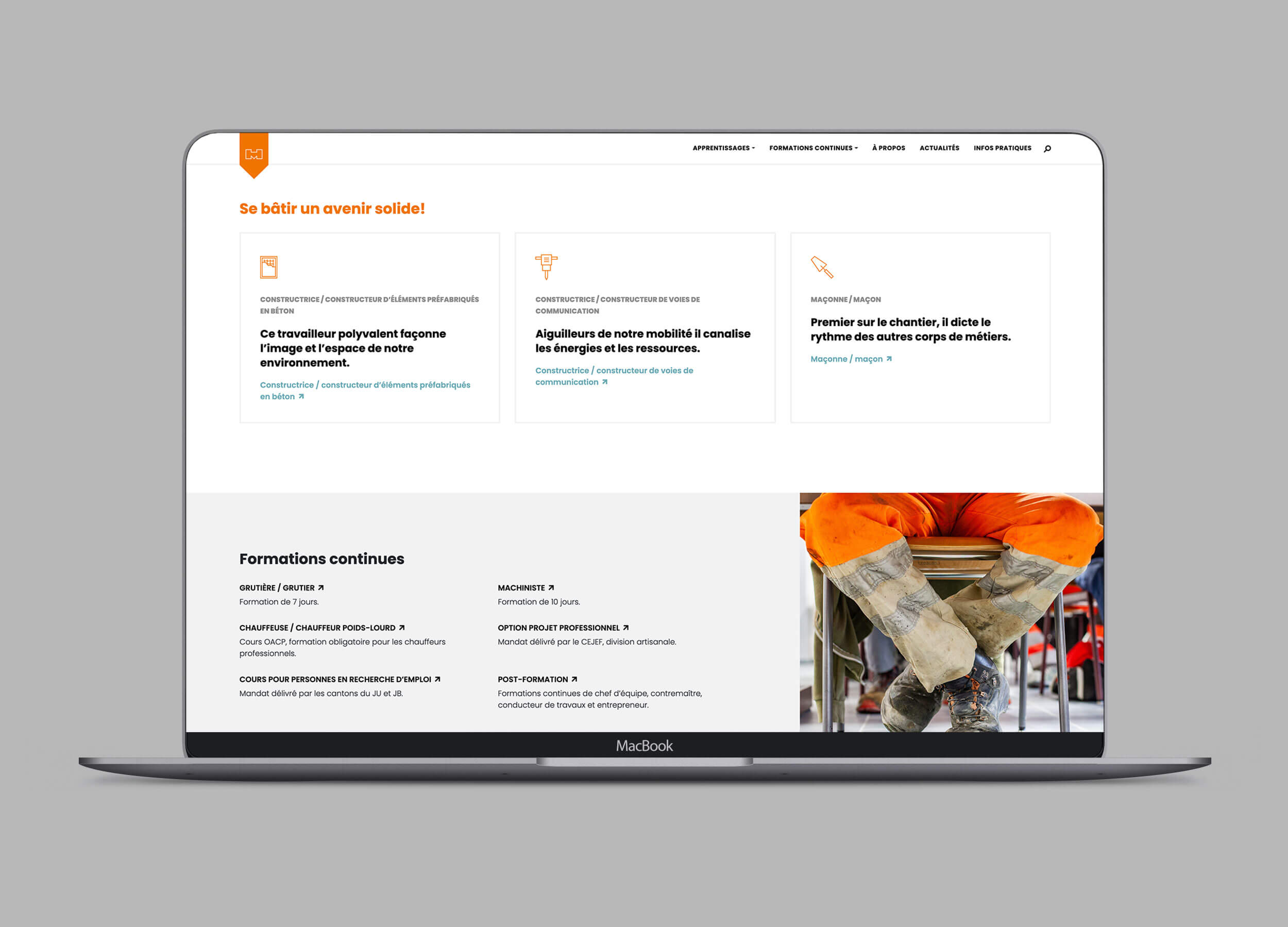 Page formation du site internet