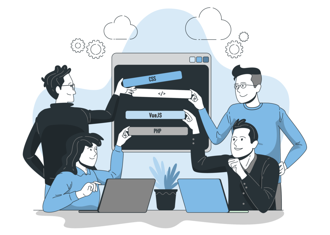 illustration de développeur en collaboration.